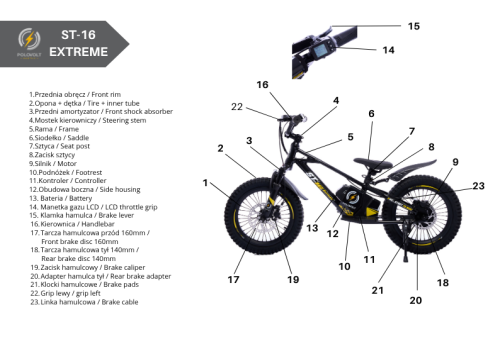 ST 16 EXTREME Rama (srebrna) / Frame (silver) 