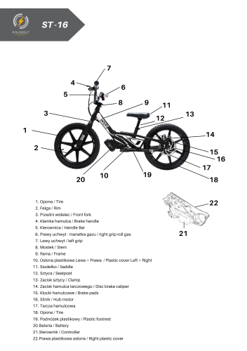 ST 16 Osłona plastikowa prawa (złota) / Right plastic cover (gold)